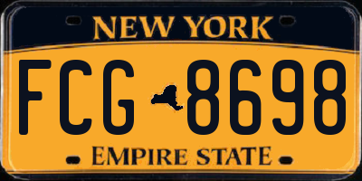 NY license plate FCG8698