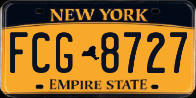 NY license plate FCG8727
