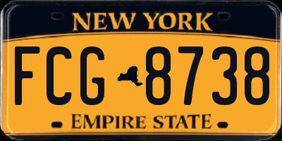 NY license plate FCG8738