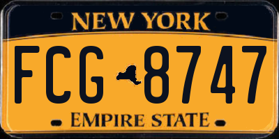 NY license plate FCG8747