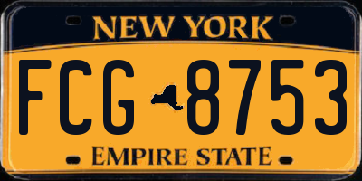 NY license plate FCG8753
