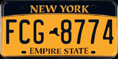 NY license plate FCG8774