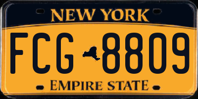 NY license plate FCG8809