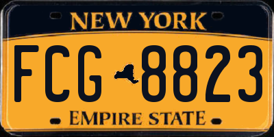 NY license plate FCG8823