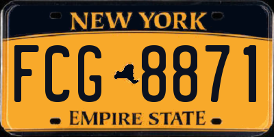 NY license plate FCG8871