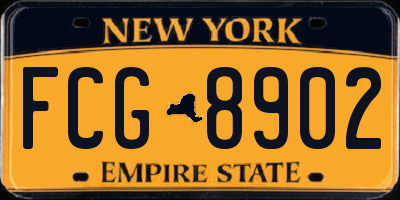 NY license plate FCG8902