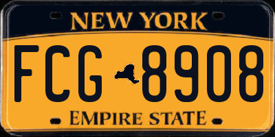 NY license plate FCG8908