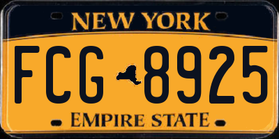 NY license plate FCG8925