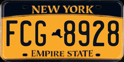 NY license plate FCG8928