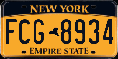 NY license plate FCG8934