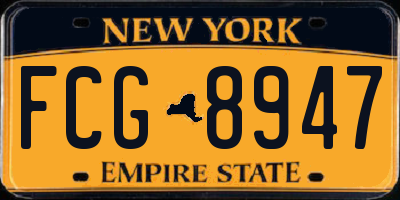 NY license plate FCG8947