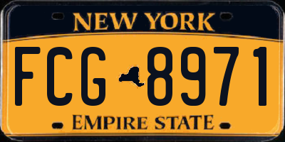 NY license plate FCG8971