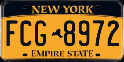 NY license plate FCG8972