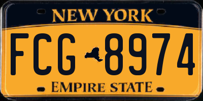 NY license plate FCG8974