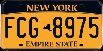 NY license plate FCG8975