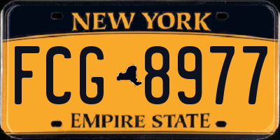 NY license plate FCG8977