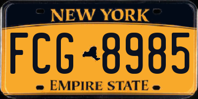 NY license plate FCG8985