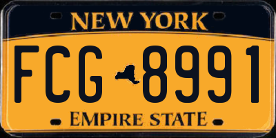 NY license plate FCG8991