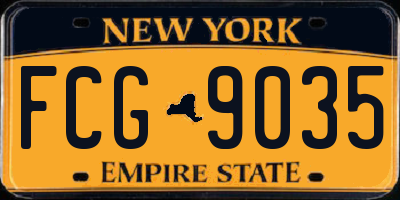 NY license plate FCG9035