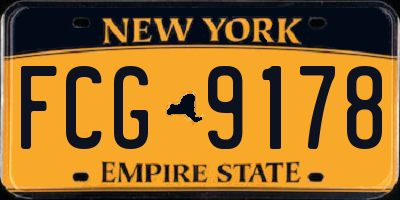 NY license plate FCG9178