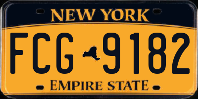 NY license plate FCG9182