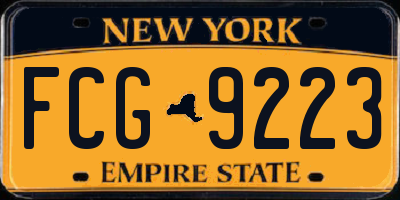 NY license plate FCG9223