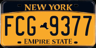NY license plate FCG9377