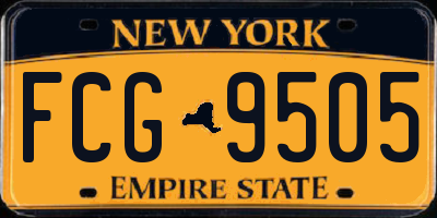 NY license plate FCG9505