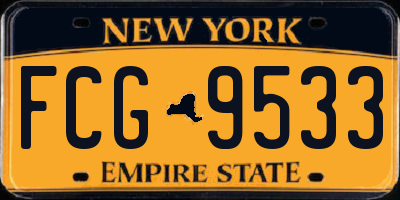 NY license plate FCG9533