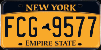 NY license plate FCG9577