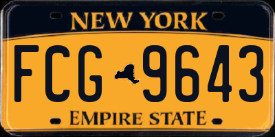 NY license plate FCG9643