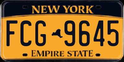 NY license plate FCG9645
