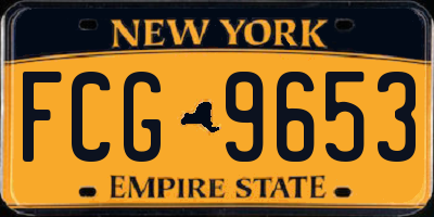 NY license plate FCG9653
