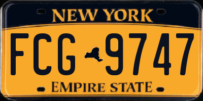 NY license plate FCG9747