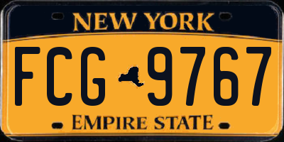 NY license plate FCG9767