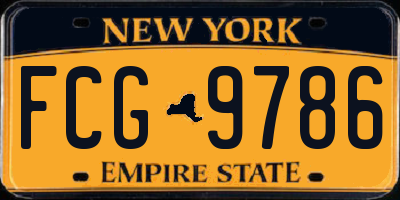 NY license plate FCG9786