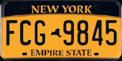 NY license plate FCG9845