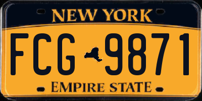 NY license plate FCG9871