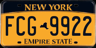 NY license plate FCG9922