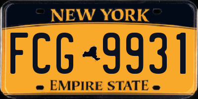NY license plate FCG9931