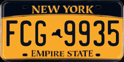 NY license plate FCG9935