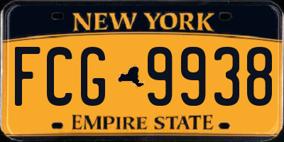 NY license plate FCG9938