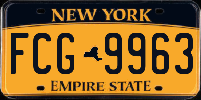 NY license plate FCG9963