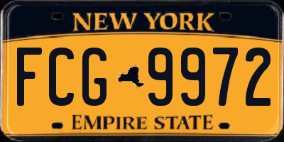 NY license plate FCG9972