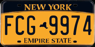 NY license plate FCG9974