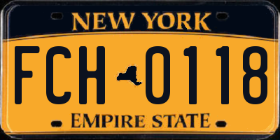 NY license plate FCH0118