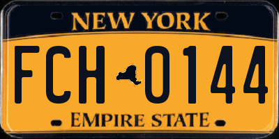 NY license plate FCH0144