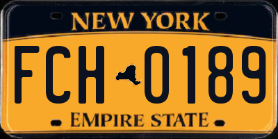 NY license plate FCH0189