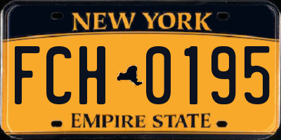 NY license plate FCH0195