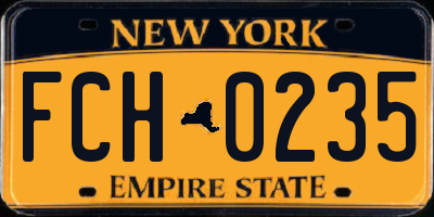 NY license plate FCH0235
